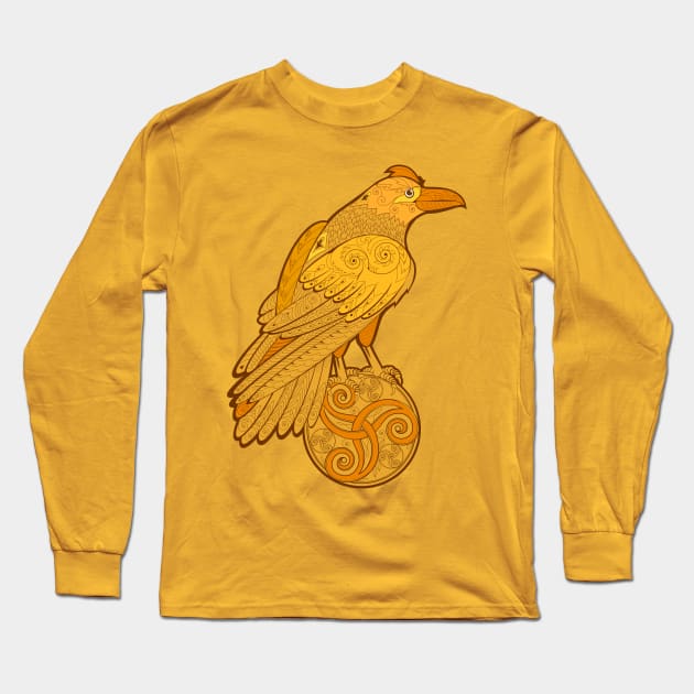 Magic gold crow Long Sleeve T-Shirt by Artist Natalja Cernecka